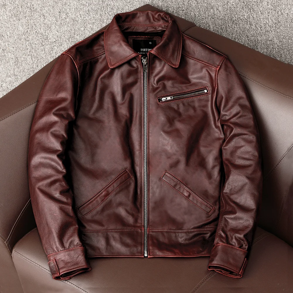 Motorcycle Vintage Jackets Men Leather Jacket 100% Genuine Cowhide Leather Coat Male Biker Clothing Autumn S-4XL big & tall genuine leather coats & jackets