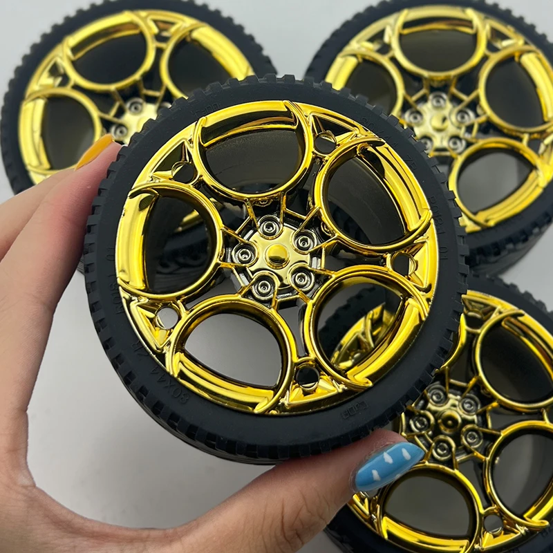새로운 CADA 도금 금속 휠 허브 빌딩 블록 액세서리 골든 실버 호환 레고 MOC 1:8 차량 42083 42056 42115 휠