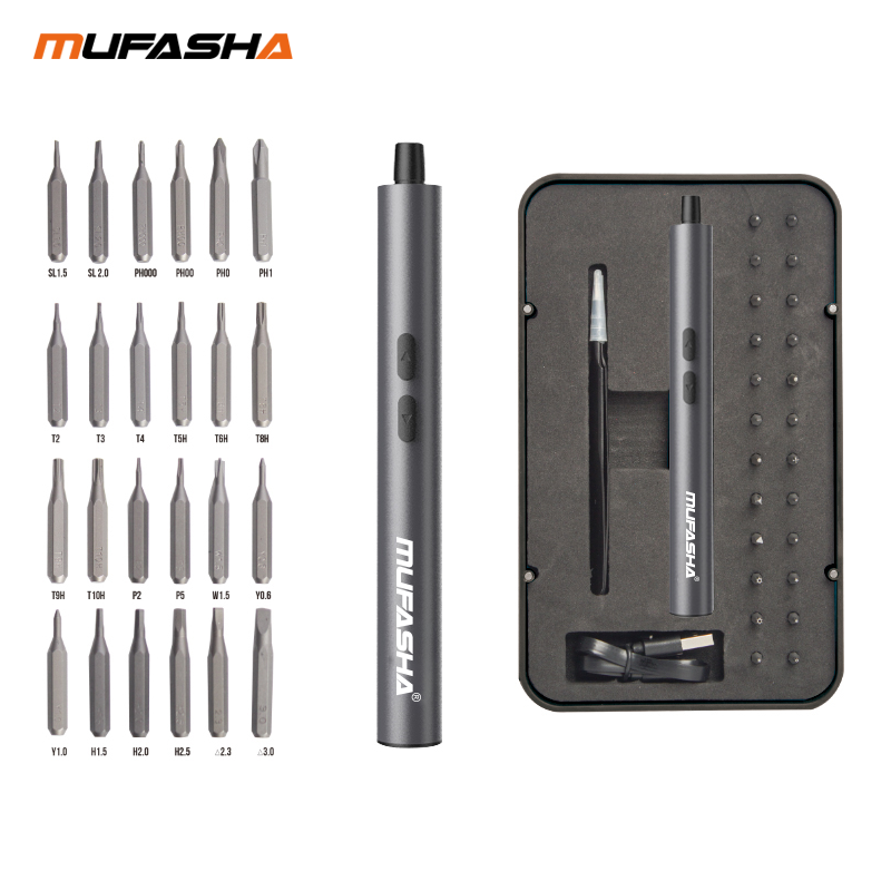 MUFASHA 24 in 1 Alloy Electric Screwdriver Set, Suitable for precision instruments, Phone, Glasses.Portable Tools For Home Use