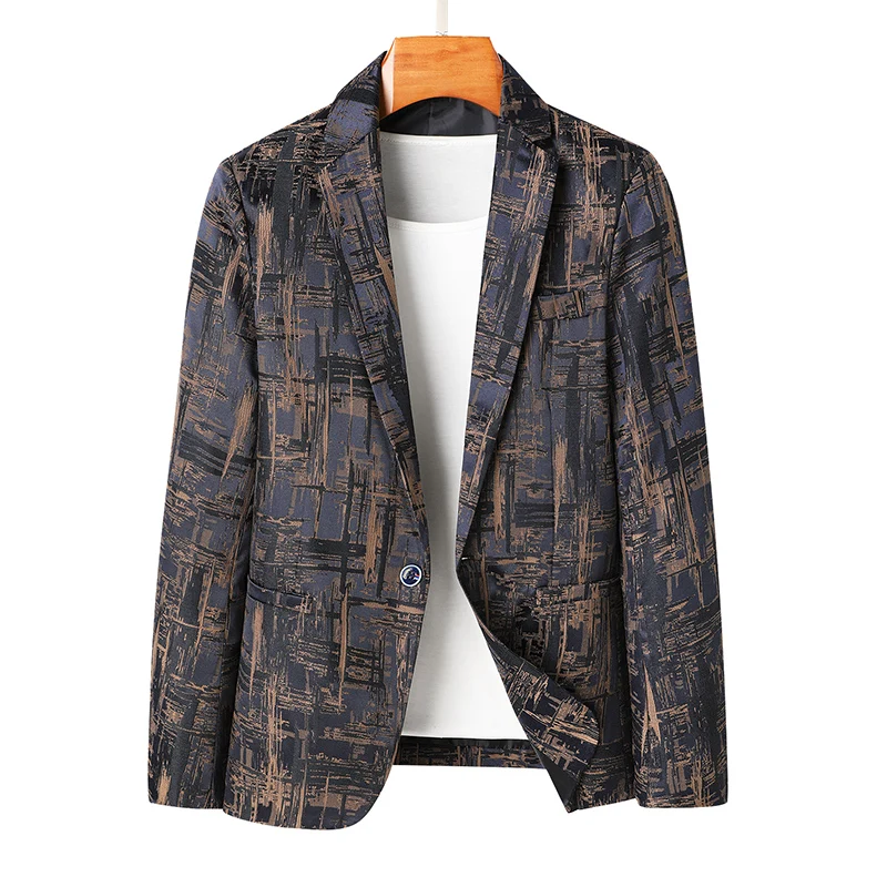Fashion Men's Boutique Business Blazer Casual Personalized Pattern Design Evening Dress Suit Male Slim Fit Blazers Jacket