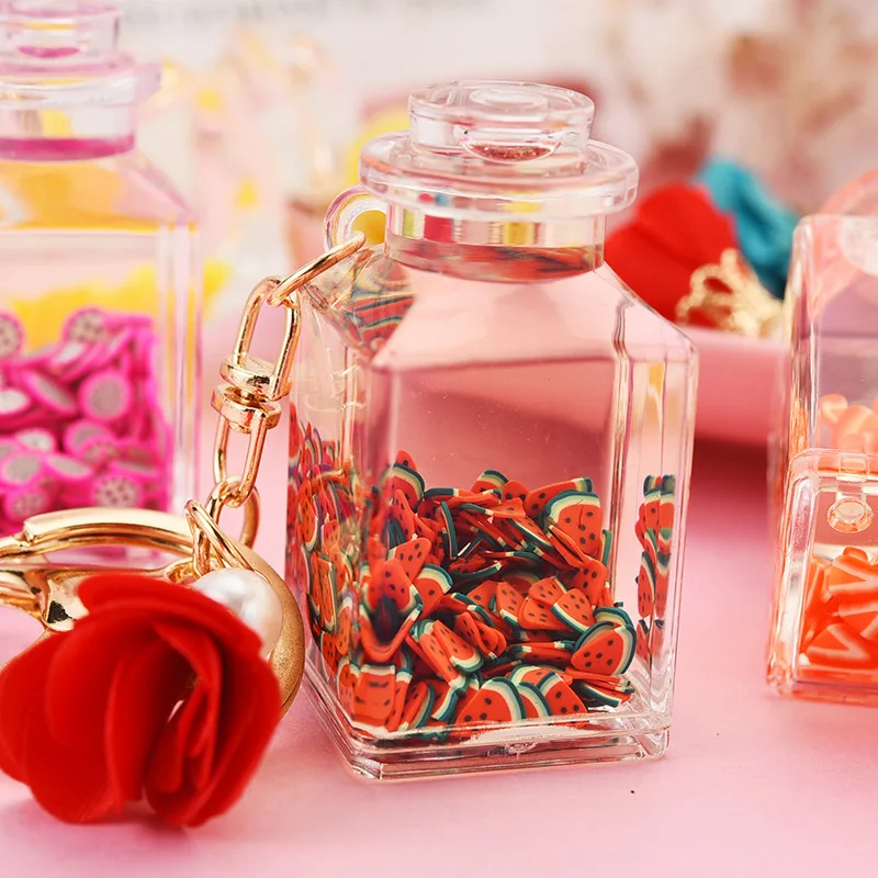 Creative Liquid Keychain Fruit Slices into Oil Luxury Lanyard Key Ring Chain Pendant New Year Gift Jewelry Wholesale |