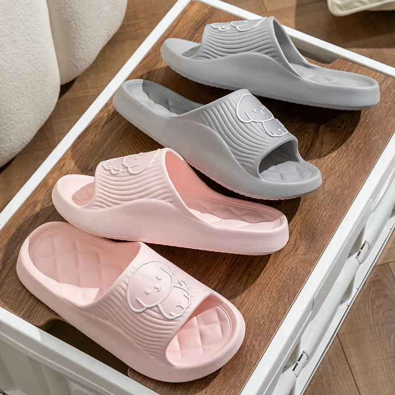 Trend Cartoon Puppy Summer Couple Non-slip Soft Slides Lithe Comfort Sandals Men Women Casual Slippers Ladies' Home Flip Flops 2