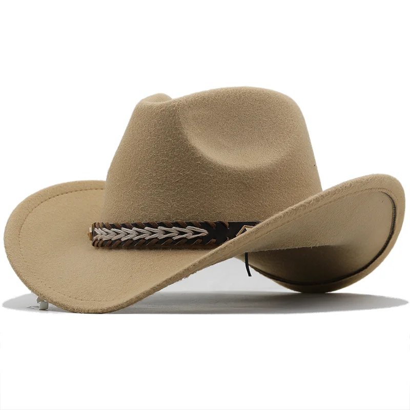 Simple Women's Men's Wool Hollow Western Cowboy Hat With Fashion Belt Gentleman Lady Jazz Cowgirl Toca Sombrero Cap 10