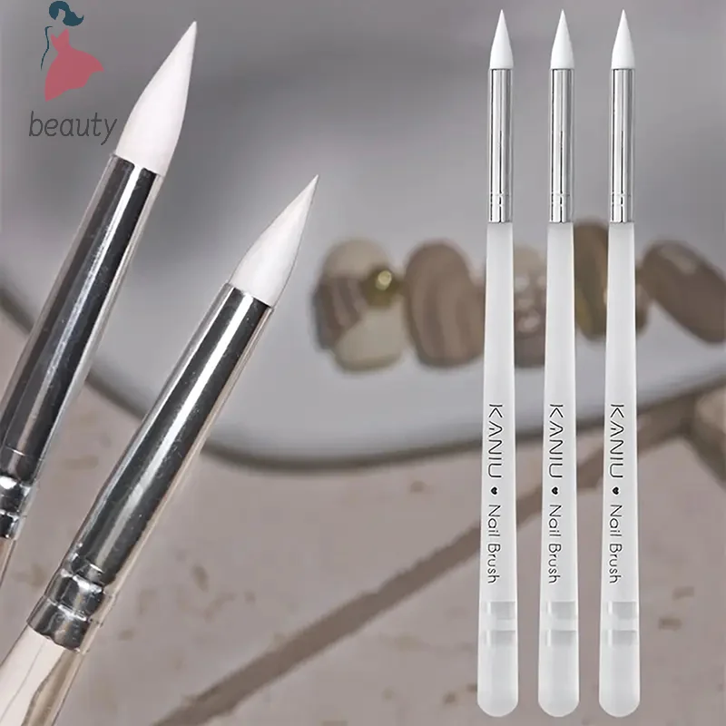 1Pcs 3D Image DIY Dotting Polish Brushes Silicone Nail Art Pen Brush UV Gel Polish Tip Sculpture Pen DIY Manicure Tool
