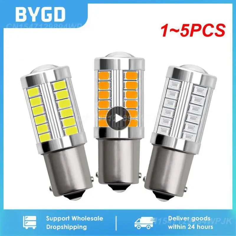 

1 ~ 5 шт. P21/5W 1156 Ba15s 1157 Bay15d для автомобильных ламп, задний фонарь поворота, фонарь заднего хода с тормозным сигналом, белый свет, 12 В, 33SMD 7000K