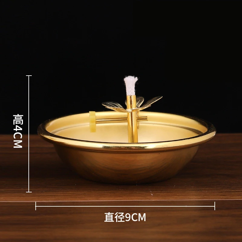 【COOL】 Golden Lamp For Buddha With Glass Windproof CoverMetal Buddhist Lantern BurnerReligious Candlestick Item
