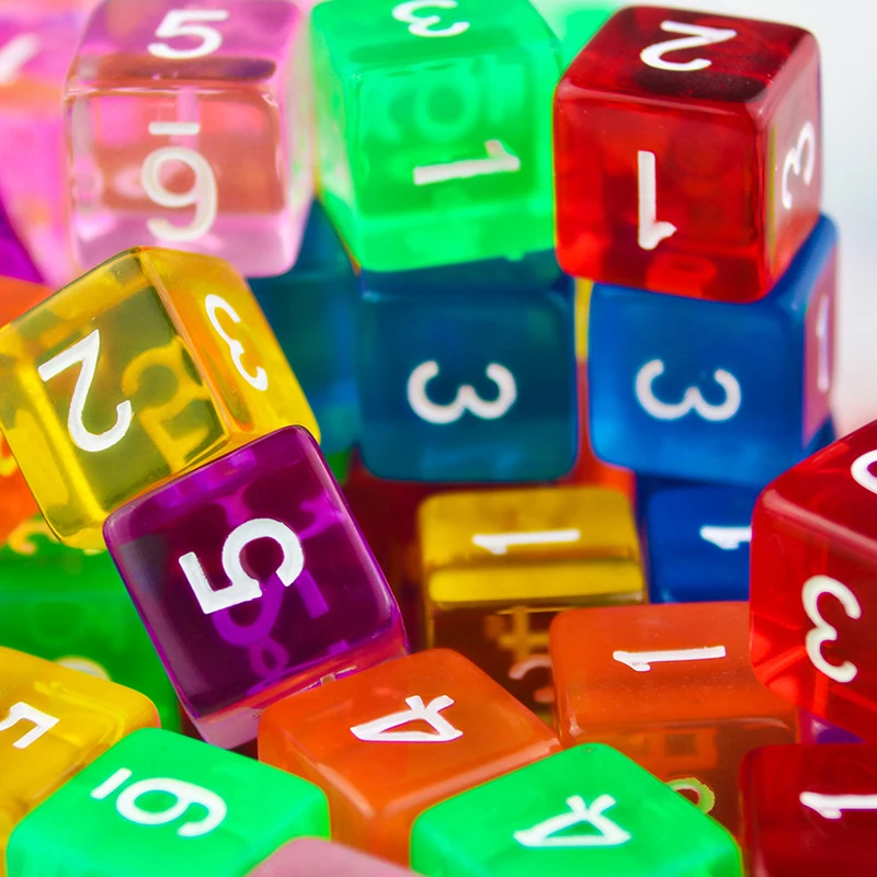 12PCS Transparent Dice 16MM Education Math Games For Kids Ideal Gift for Children Juegos De Mesa Familiares Divertidos 6