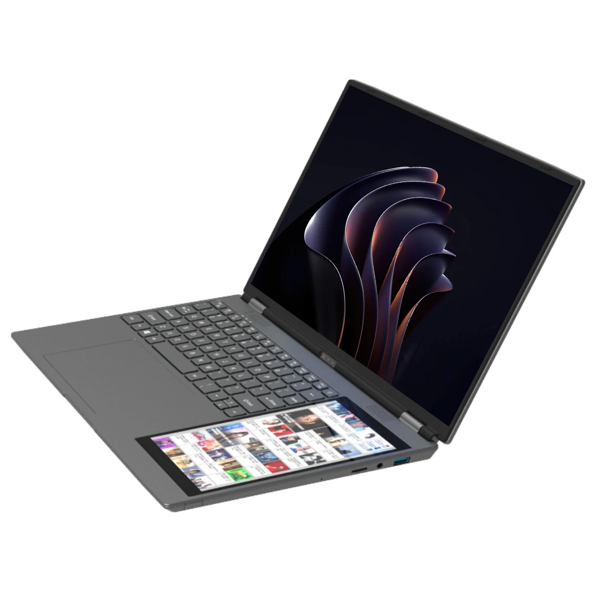 AKPAD 15.6"+7" Dual Screen Laptop Computer, Intel 12th N95 32GB/16GB DDR4 RAM, RGB Backlit Keyboard 7" Touch Screen Notebook PC 2