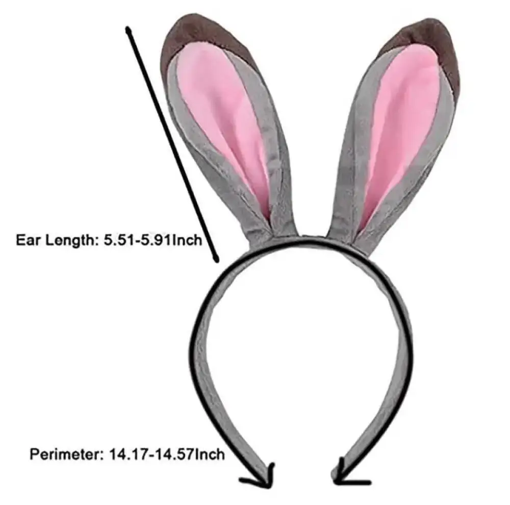 Bunny Girl Stirnband Cosplay Hasenohren Graue Plüsch-Ohrringe Kopfschmuck Biegbare Ohrringe Haarbänder Weihnachtsgeschenk Verkleidung – Detail 22