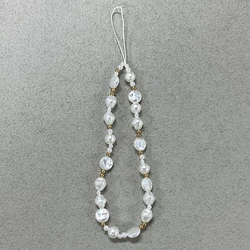 Korean 3D Cute Baroque White Pearl Beaded Phone Chain Lanyard (U165)