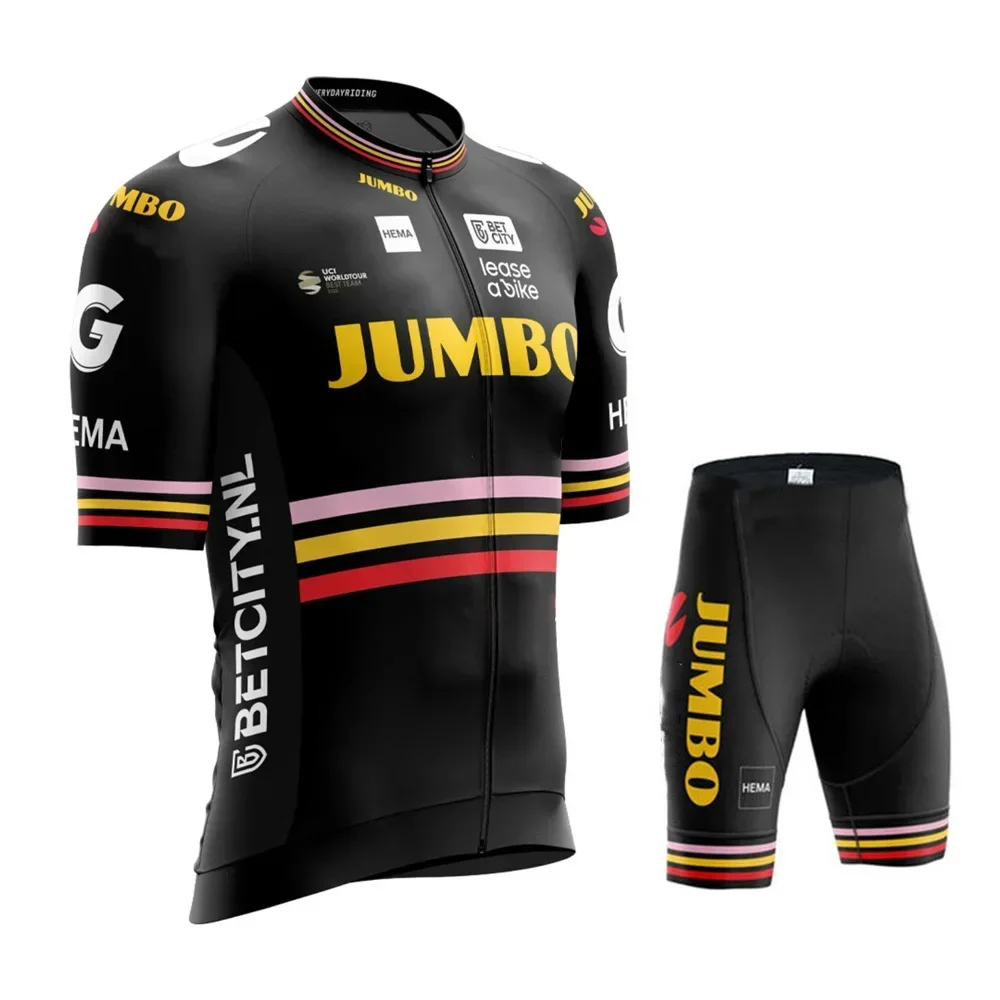2025 Pro Team Jumbo Cycling Jersey Set Breathable Mtb Maillot Ciclismo Hombre Outdoor Sports Bib Pant Summer Bicycle Clothing 5