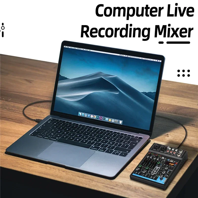 M4 4 채널 블루투스 미니 오디오 믹서 사운드 카드, DJ 16 디지털 효과 소음 감소 콘솔, 노래 비디오용 USB 녹음