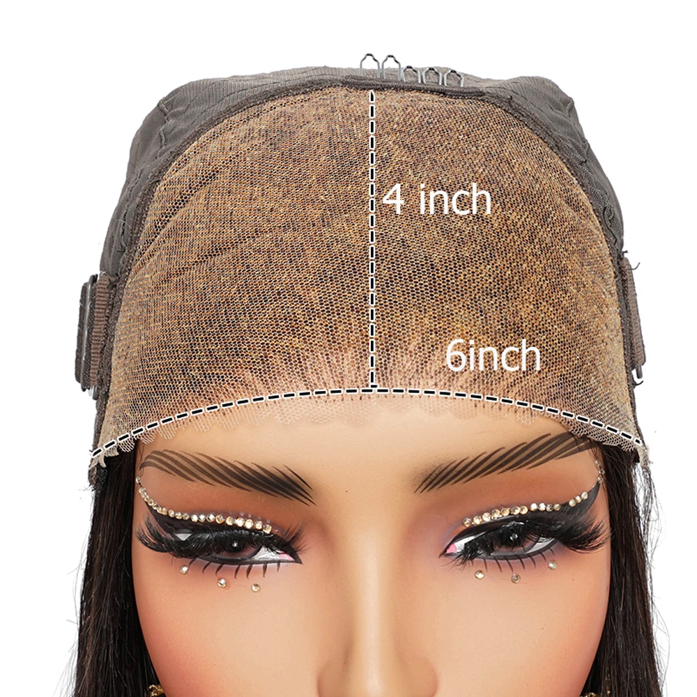 6x4 Glueless Lace Front Wig Human Hair Bleached Knots Pre-plucked Transparent 4x4 5x5 Pre-cut Lace Wig Straight Bobbi