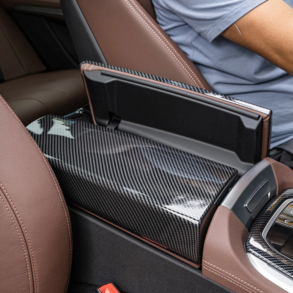 BMW 3 4 5 6 7 시리즈 X1 X3 X4 X5 X6 X7 중앙 팔걸이 박스 커버 ABS 탄소 섬유 내부 수정