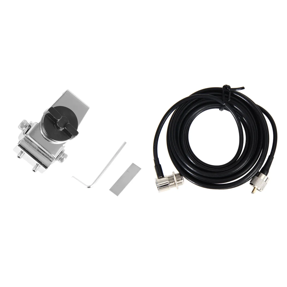 

RB-20 White Mobile Car Antenna Mount Bracket Holder Stand Clip with 5M RG58 Extension Coaxial Feeder Cable for QYT KT-8900D BAOJ