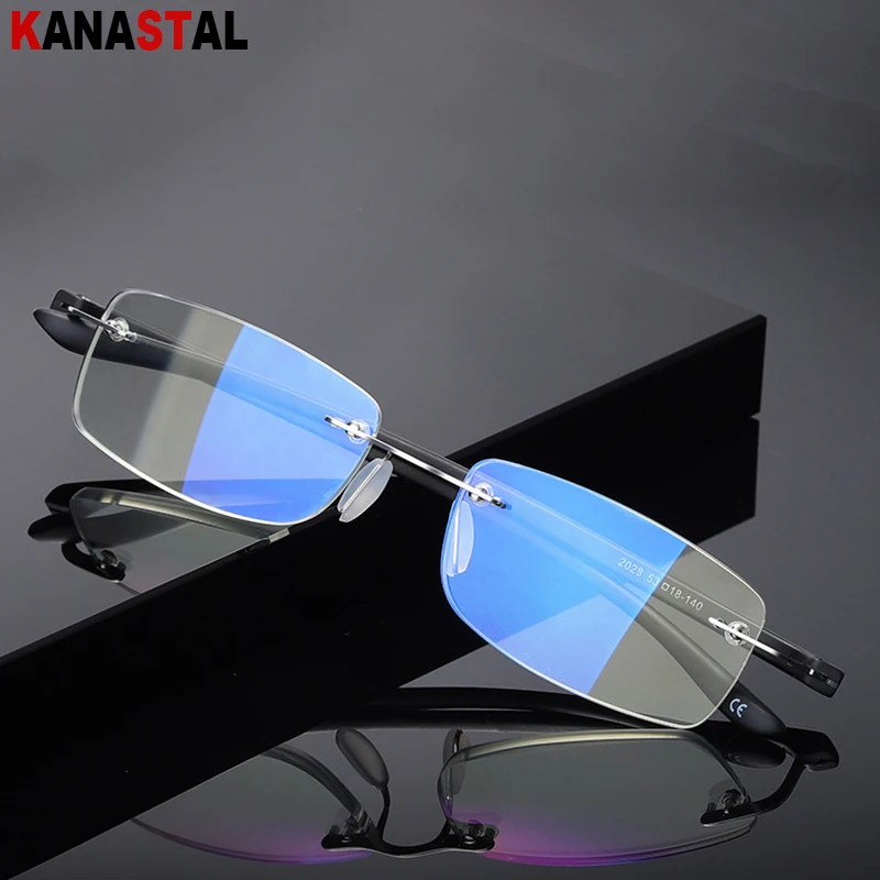 

Blue Light Blocking Reading Glasses Men Women Rimless Glasses Presbyopic TR90 Eyeglasses Frame Anti Radiation Computer Eyewear