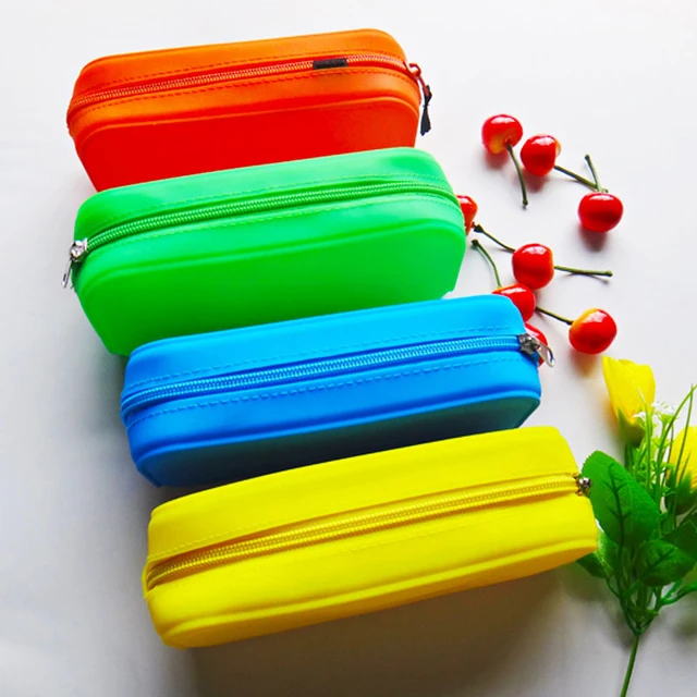 Pencil Bag Silicone Pencil Case Capacity Waterproof Silicone Pencil Case  Zipper Storage Bag for Stationery Makeup School - AliExpress