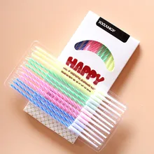 

1Set= 12Pcs Thread Color Birthday Candles with Stand Cake Candle Event Party Supplies Wedding Party Decoration