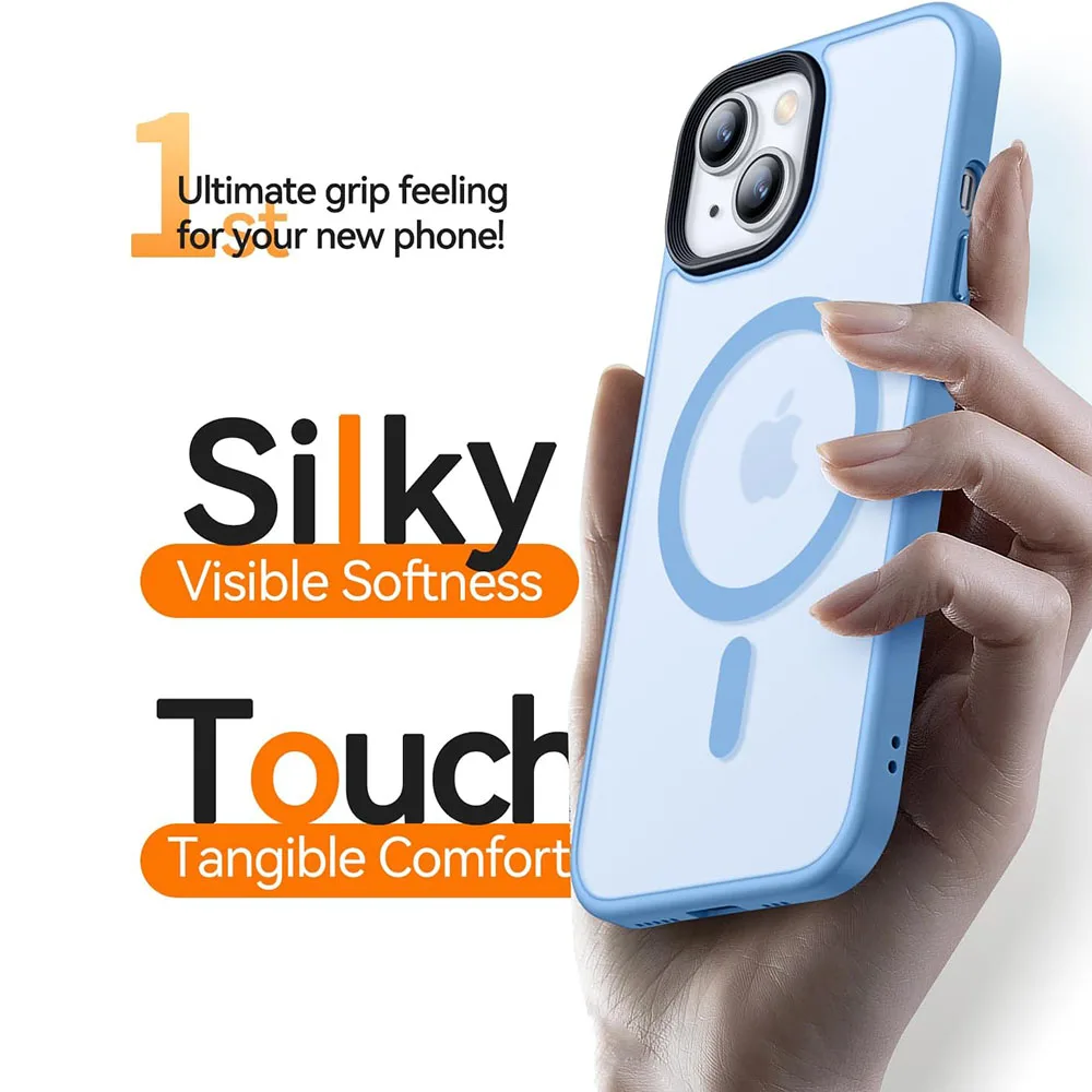 Enhanced Magnetic Hybrid Matte Hard Acrylic Luxury Silicone Frosted Phone Case Cover