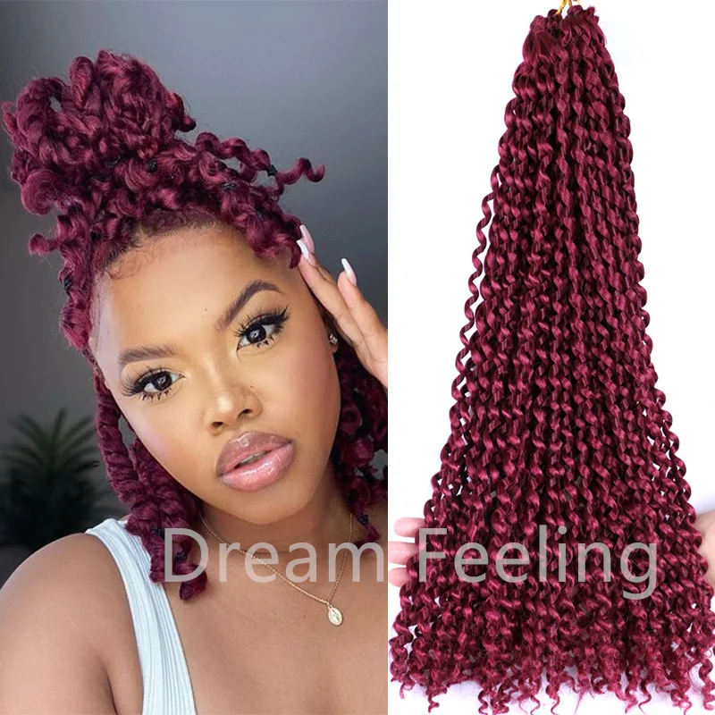 

Black BUG Dreadlocks Braids Hair Passion Twist Crochet Hair Synthetic Braiding 22 Roots Pre-looped Crochet Extension For Women