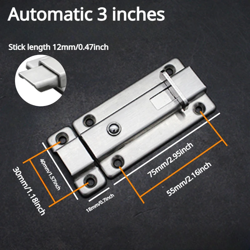 Stainless Steel Automatic Mounting Fixed Easy Installation Anti-theft Lock Clip Hardware Latch, Door Security Lock Window Latch