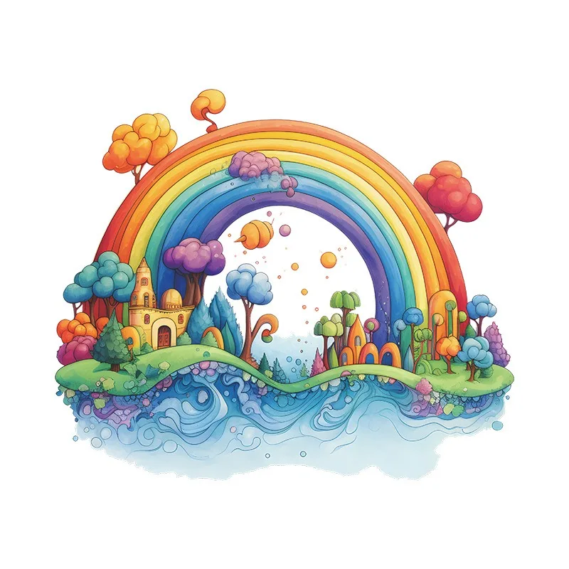 Cartoon dream Rainbow Castle Children's bathroom toilet home decoration wall with glow-in-the-dark stickers self-adhesive