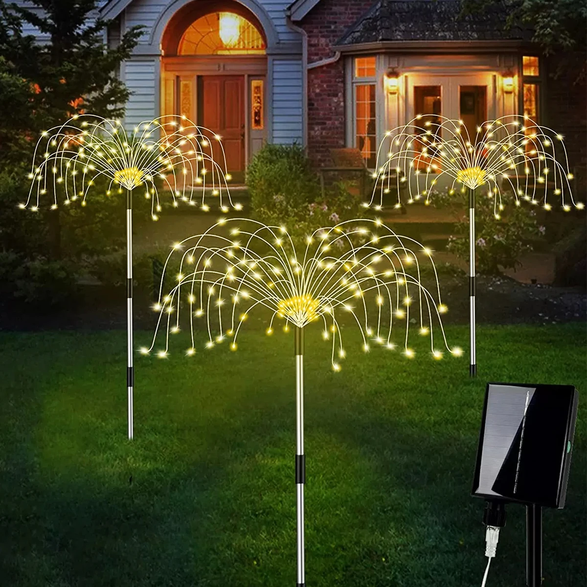 4PC Solar Garden Lights IP65 Waterproof Outdoor Garden Lights 8 Lighting Modes Dandelion Lights For Patio Lawn Party Festivals 5