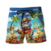 Funny Hippo Graphic Beach Shorts Fashion Summer Vacation 3D Animals Printed Hawaiian Short Pants Loose Holiday Mens Swim Trunks 5
