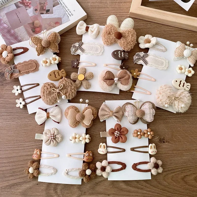 Bows Baby Hair Clips 8Pcs/Set Hair Accessories Girls Cartoon Animal Flower Hairpin Headdress Kids Pins Birthday Gifts hair clips hair accessories