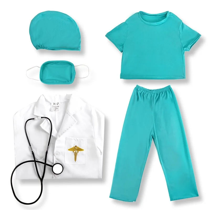 Children's doctor clothing white coat nurse uniform surgical clothing professional role Children's Day performance clothing