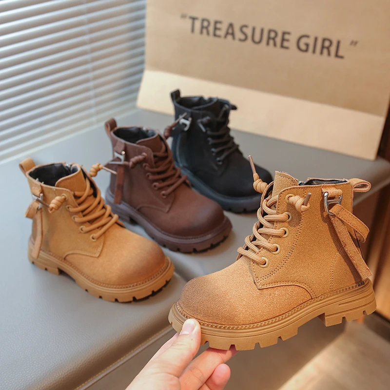 Kids Thermal Boots Breathable Lining Retro Hiking Boots