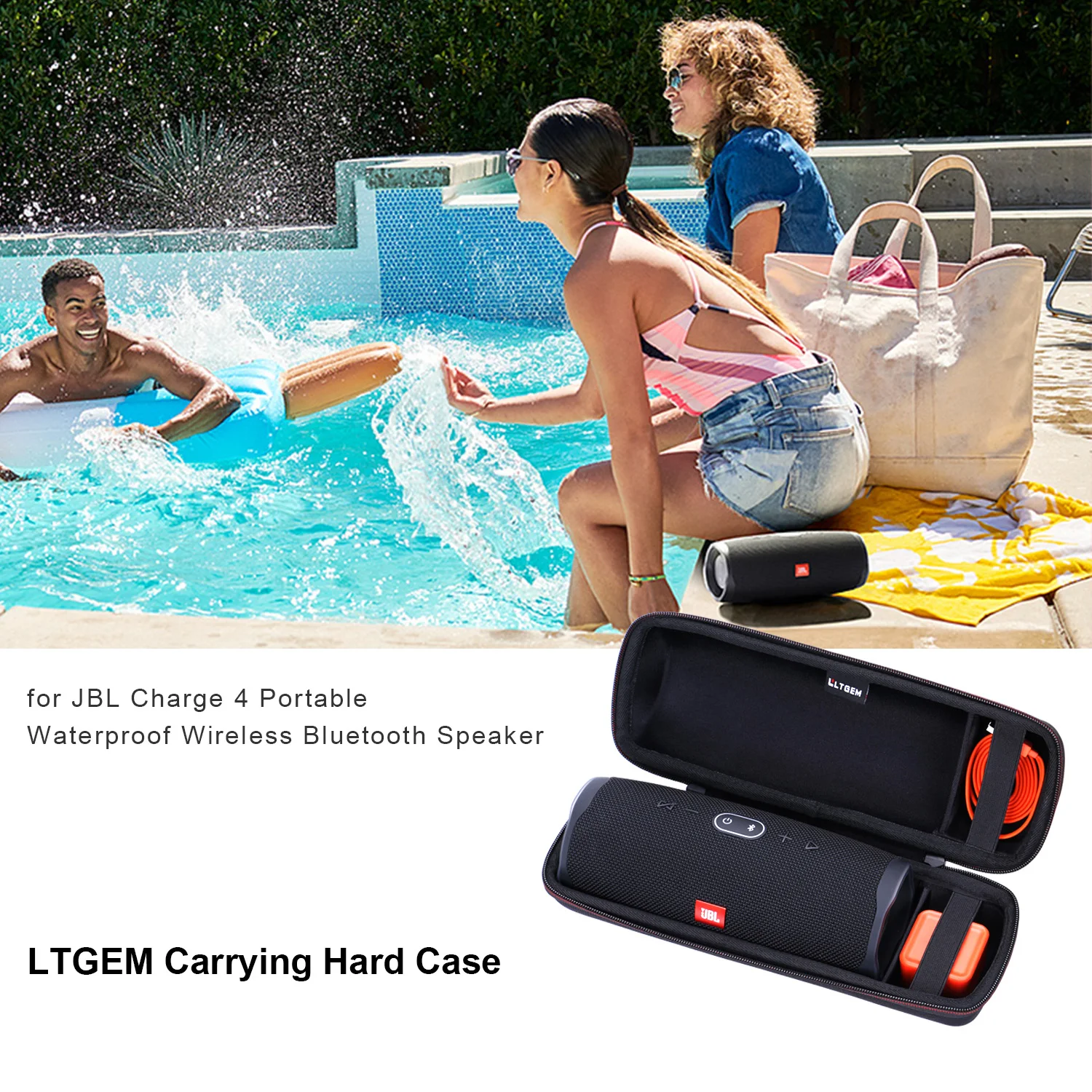 Case for JBL Charge 4/5 Speaker Carrying Case Hard Storage Travel Bag Fits Charger and USB Cable,(Only Case)