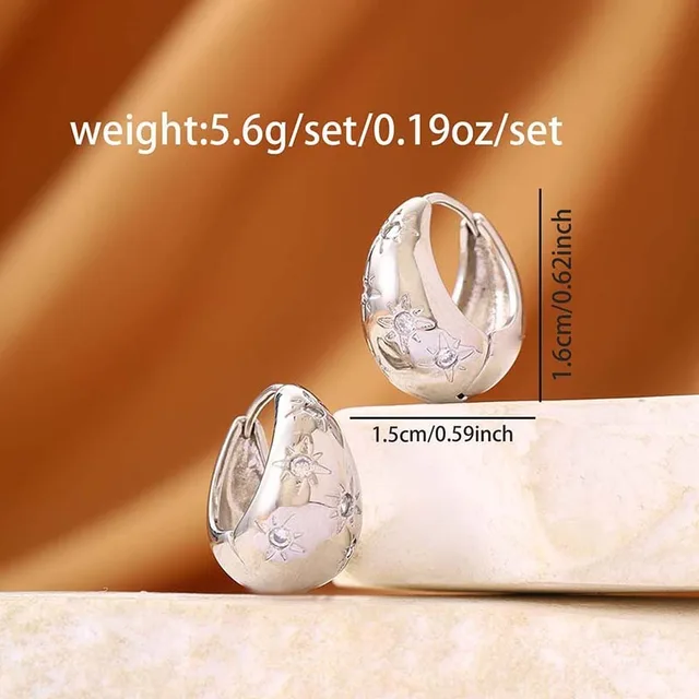 Boucles d'oreilles créoles vintage CZ pour femme, tendance, épaisses, rondes, pendantes, bijoux quotidiens scintillants, cadeau pour elle