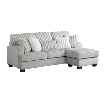 Modern Reversible Sectional Corner-blocked Frame Reversible Cushions Throw Pillows 100% Foam Livingroom Furniture Gray 2