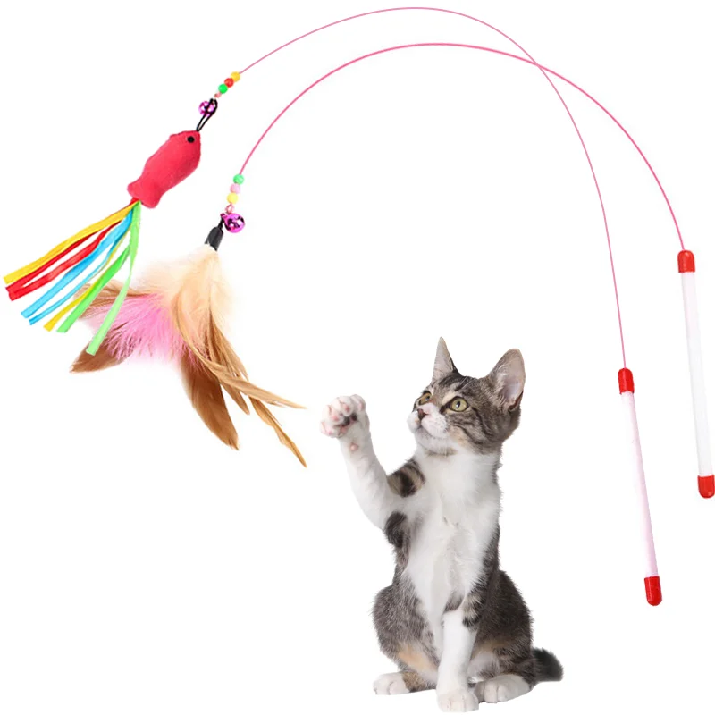 Delicate Cat Toy Feather Funny Stick Steel Wire Feather High Quality