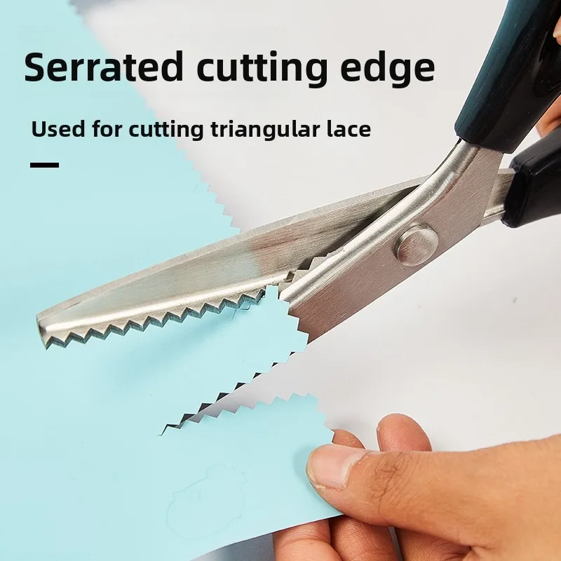 Enhanced Serrated Tailor Scissors with Handmade Lace Design and Curved Wave Blades