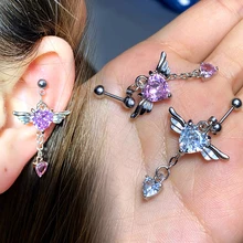 

Cz Zircon Conch Studs Stainless Steel Earrings Helix Tragus Stud Heart Wings Ear Piercing Jewelry Up Low Titanium Helix Piercing