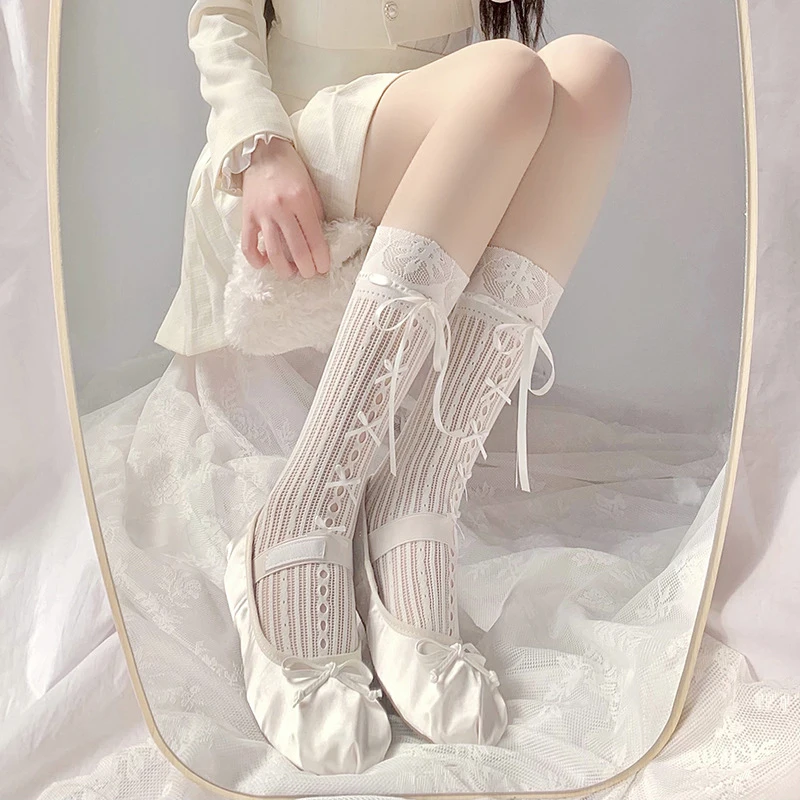 

Lolita Bow Knee High Socks New Women Sexy Calf Socks Knee Socks For Girls Ladies