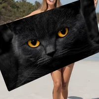 Black Cat Cartoon Beach Towel Cute Kawaii Room Decor Bath Girls Children Hand Towels For Bathroom Shower 1