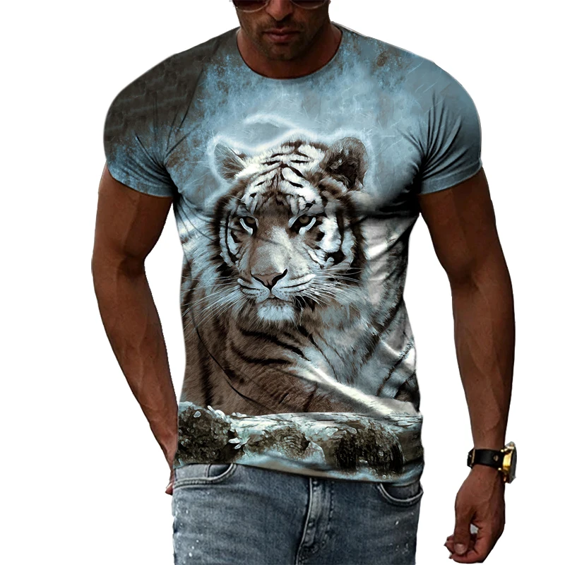 Forest Animal Tiger 3d Graphic Men's T-Shirt Fashion Casual Street