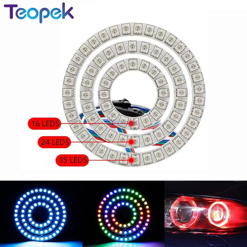 WS2815 Led Pixel Ring 12V Addressable 16 24 35 Leds 5050 RGB Led Diode Ring IC Built-in LED Dual-Signal led light led modules led module