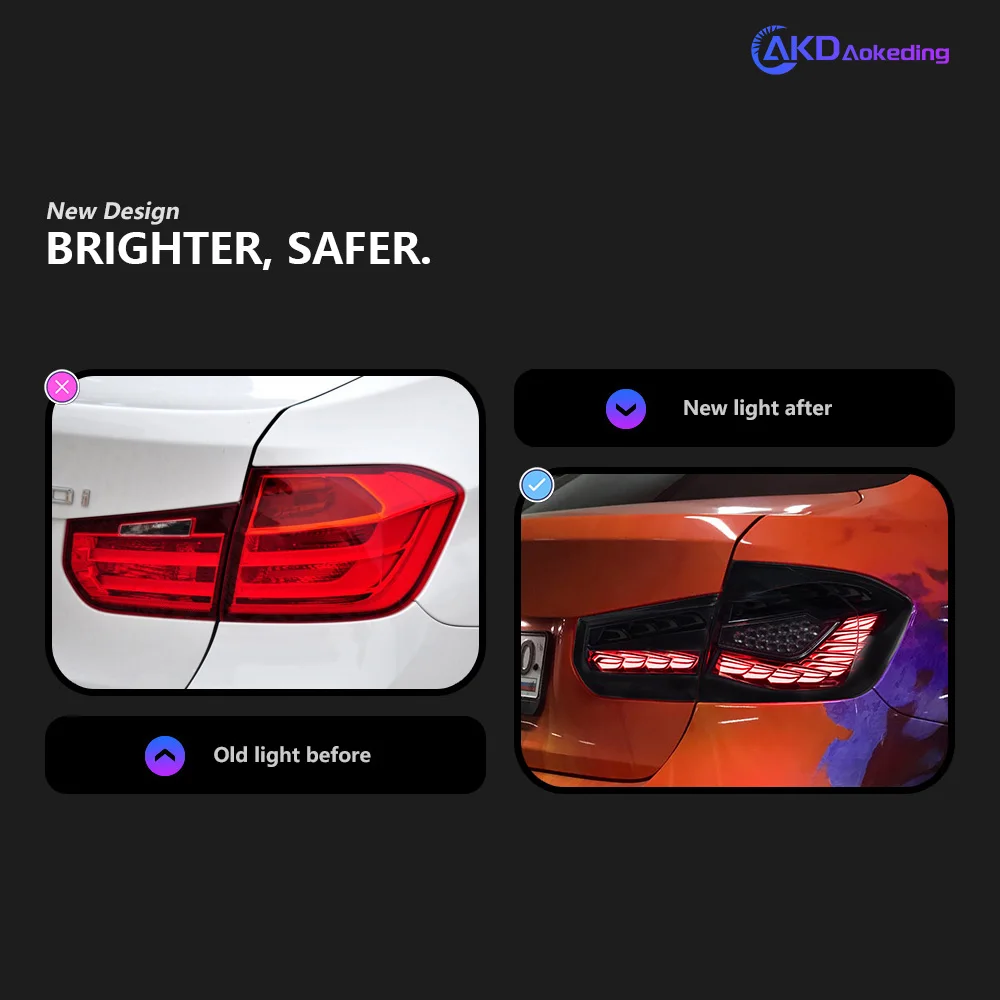 BMW F30 F38 F80 용 자동차 조명, LED 후미등, 2013-2019 3 시리즈, 후방 정지 램프, 브레이크 신호, DRL 역방향 자동차 액세서리
