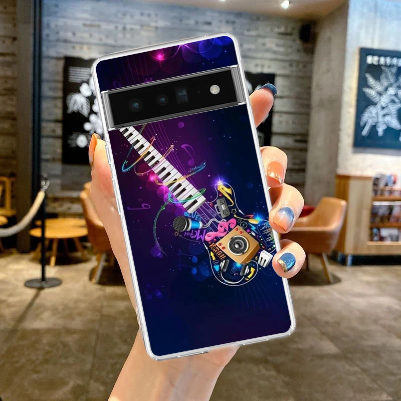 Guitar Music Art Shockproof Transparent Phone Case Cover