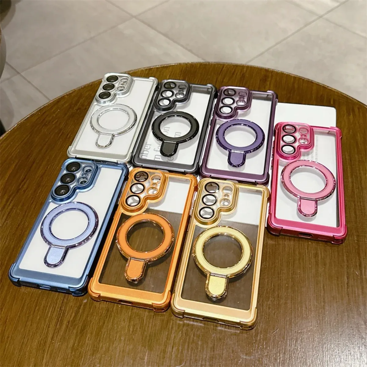 Luxury Electroplated Phone Case with Magsafe Magnetic Ring Holder and Kickstand