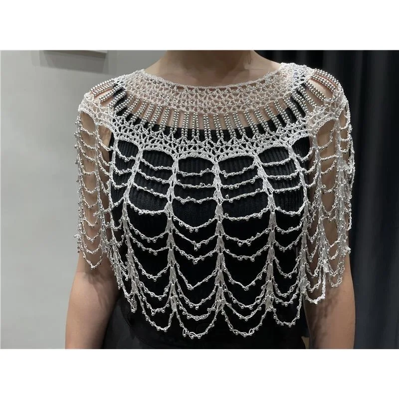 Capelet Vintage à Paillettes Et Perles Noir - Châle Années 1920 Pour Soirée, Mariage, Déco Fête - 7