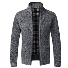 

New Men's Sweaters Slim Fit Stand Collar Zipper Jacket Autumn Winter Warm Knitted Cardigan Coats Male Clothing Casual Knitwear