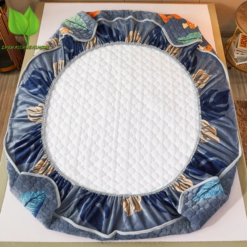 150x200 Thicken Bedsheet Velvet Fitted Sheet for Home Warm Mattress Cover Queen Size Fundas De Colchón (Pillowcase Need Order) 6