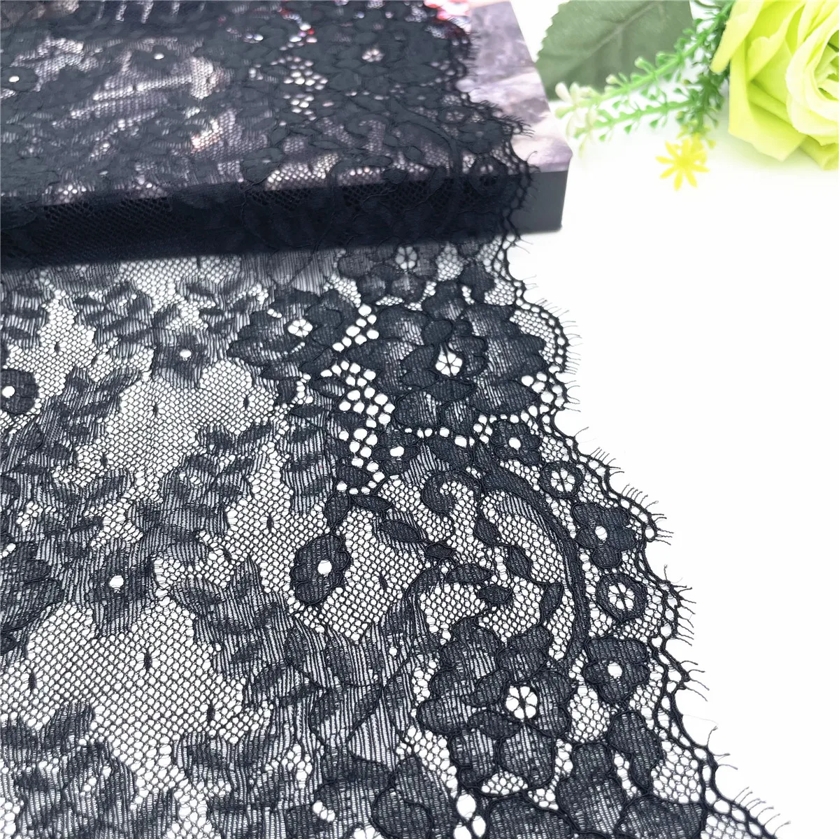 3y/lot 21.50cm 3 Colors Black Blue Eyelash Elastic Stretch Lace trim Skirt Hem Underwear Sewing Craft DIY Apparel Fabrics Lace 6