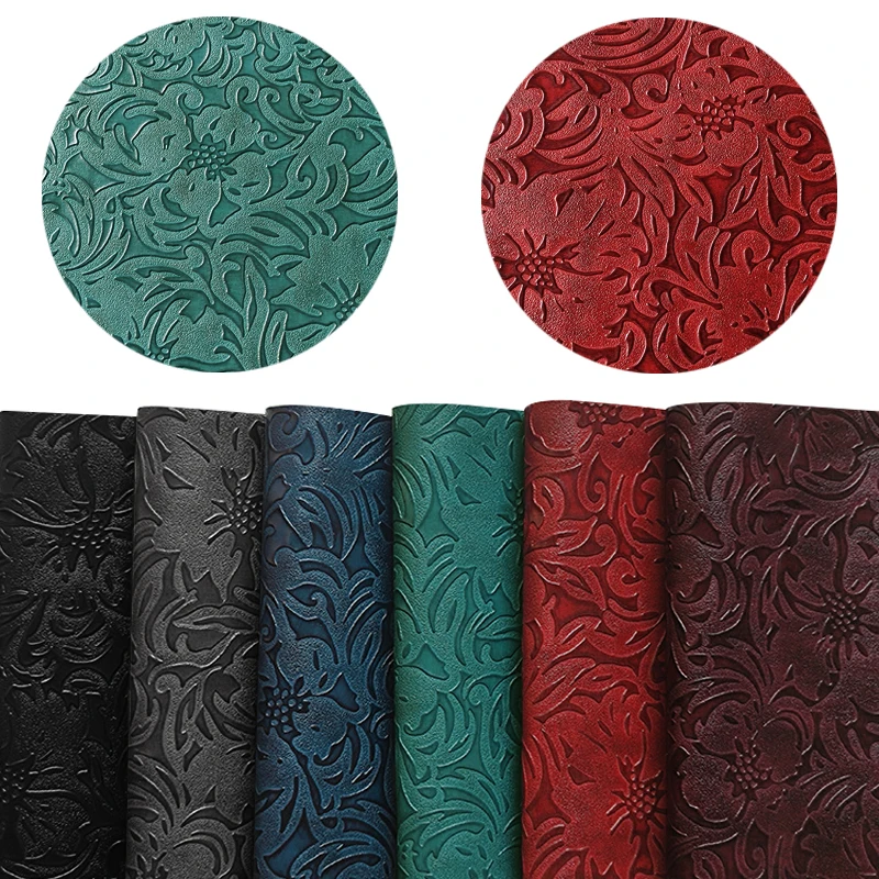embossed faux leather pu round leather