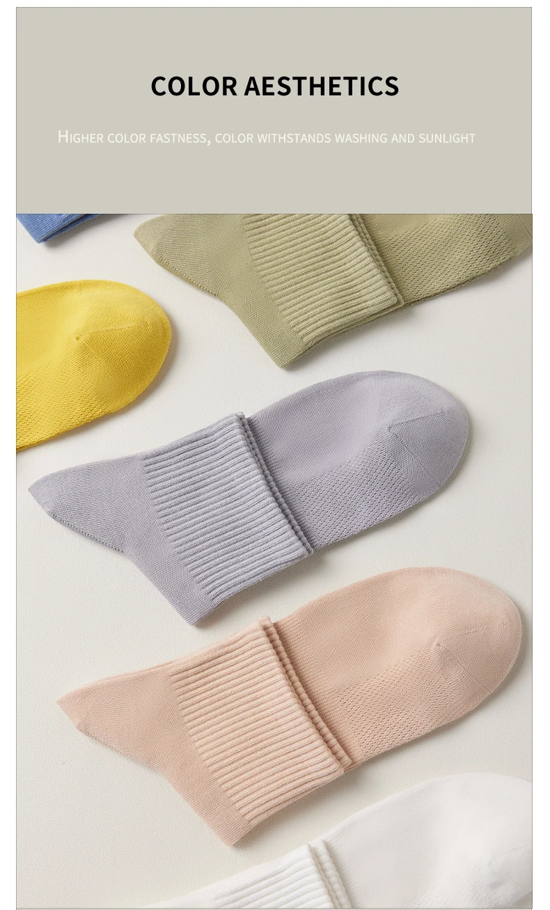 MiiOW 5 Pairs Cotton Socks Set Summer Antibacterial Breathable Mesh Short Sock Deodorant Casual Solid Color Long Sock Harajuku 29 S4e76e211453544ce88dd6133b79f0100i